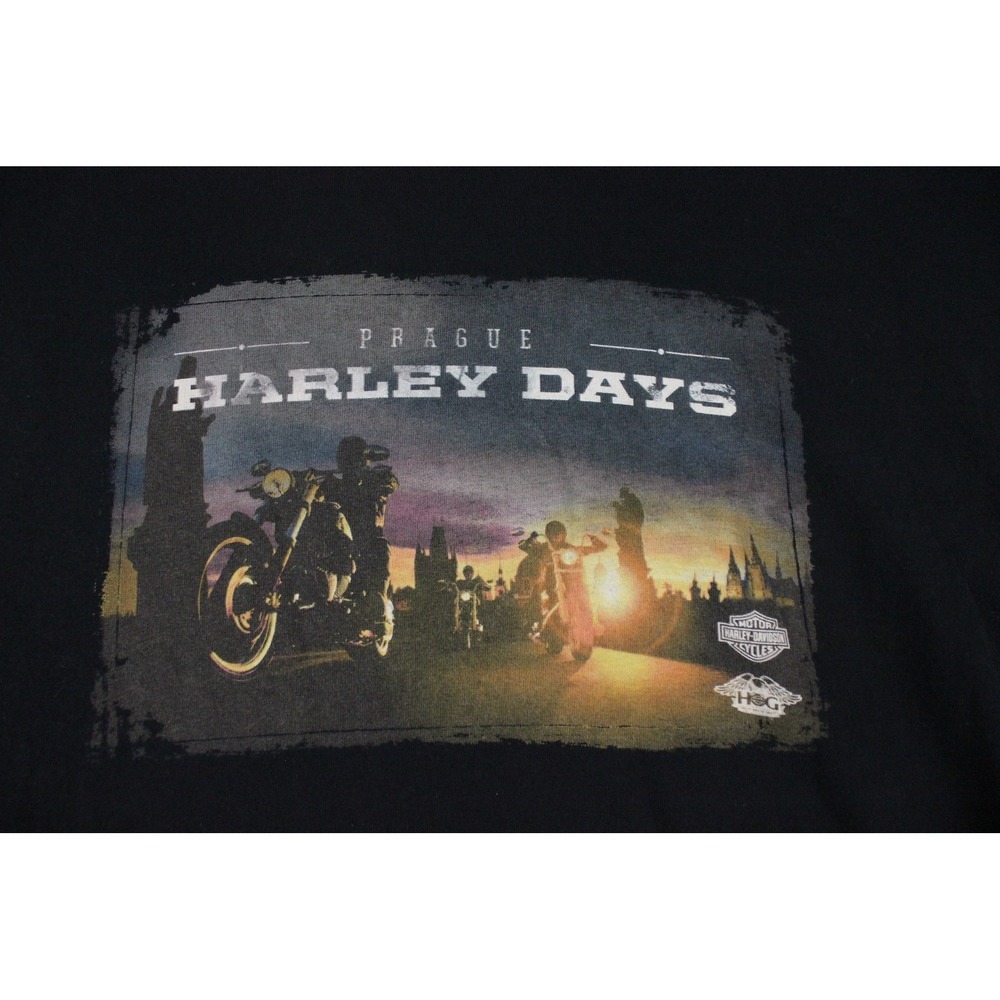 Harley Davidson Prague Czech Republic T Shirt Black Graphic Tee Mens M